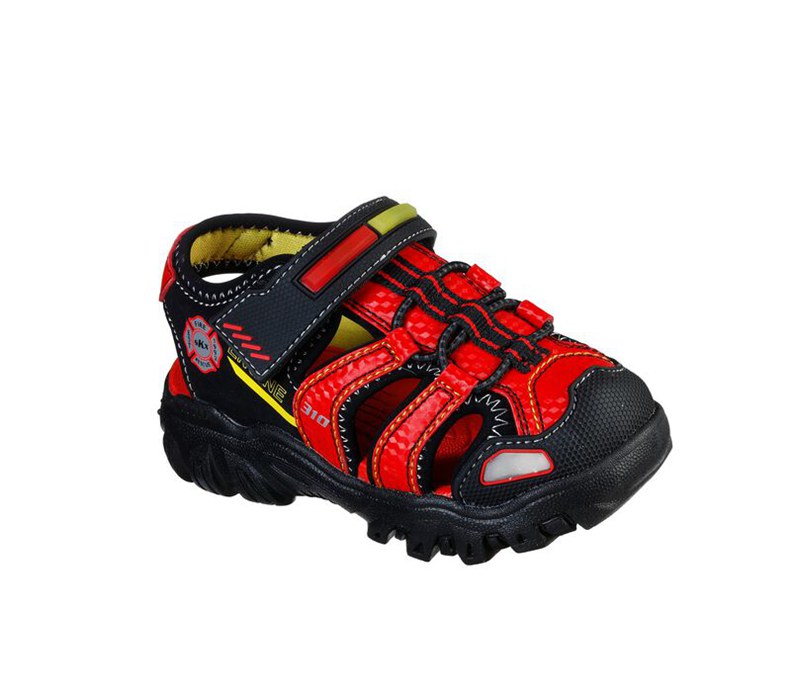 Skechers Pojkar Svarta/Röda Sandaler - Hot Lights: Damager Iii - Beach Blaze - Sverige (HMTWG-5089)